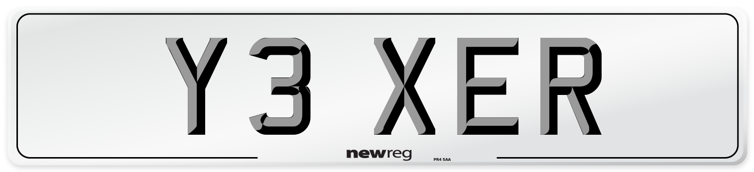 Y3 XER Number Plate from New Reg